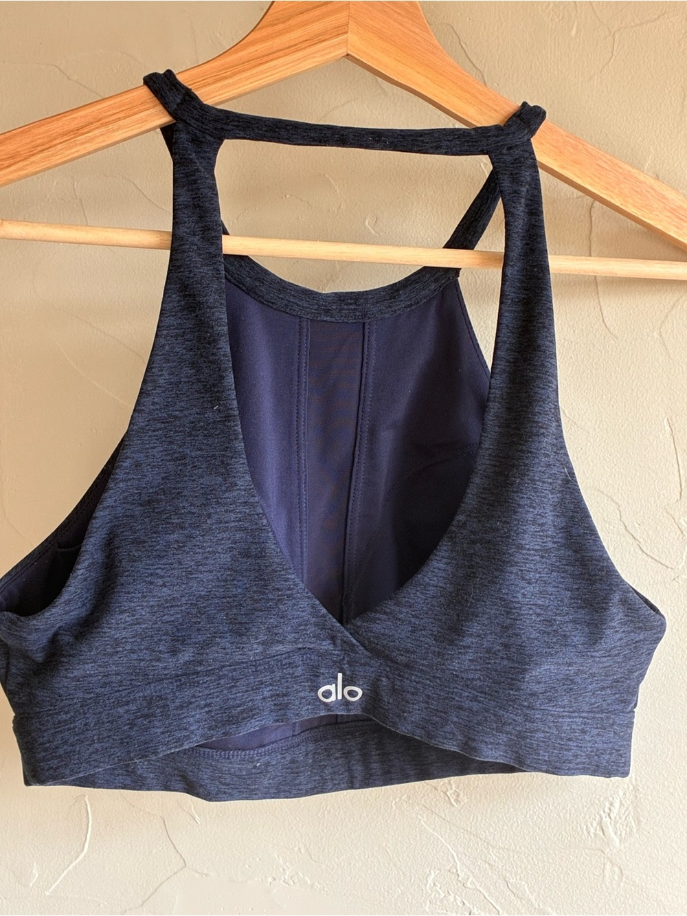 ALO Yoga Navy Heather Crossback Sports Bra